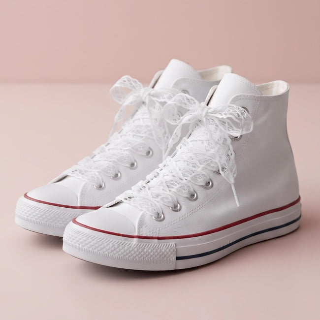 Lacets en dentelle blancs sur Converse blanches