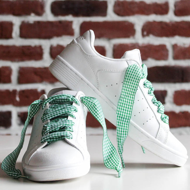 Lacets Vichy Vert et blanc Lacets originaux pour baskets et