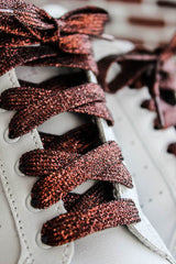 lacets cuivré mordoré marron à paillettes